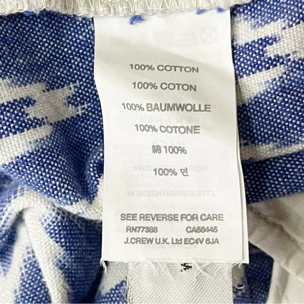 J. Crew Shorts 8 Womens Blue White Ikat Zig Zag Short Cotton Pockets